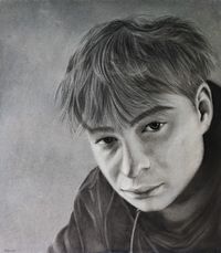 ein Teenager gezeichnet mit Kohle und Sandpapier