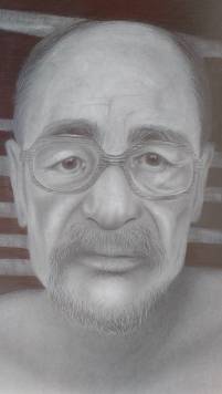 alter Mann mit Brille handgezeichnet mit Bleistift